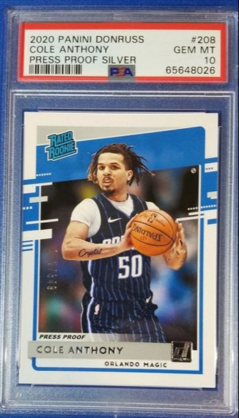 2020-21 Donruss Press Proof Silver Cole Anthony #208 /349 PSA 10