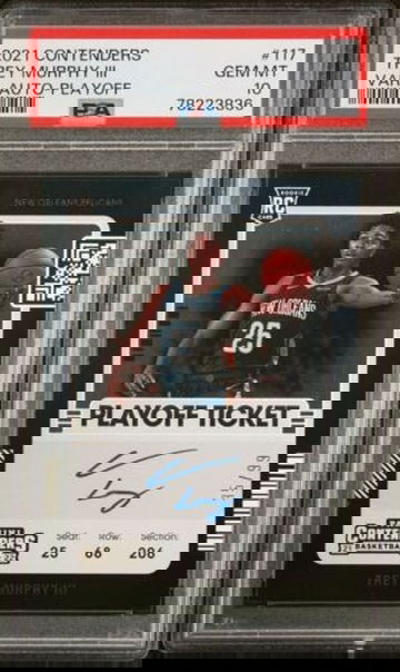 2021-22 PANINI CONTENDERS TREY MURPHY III VARIATION ROOKIE AUTO /99 PSA 10 POP 1