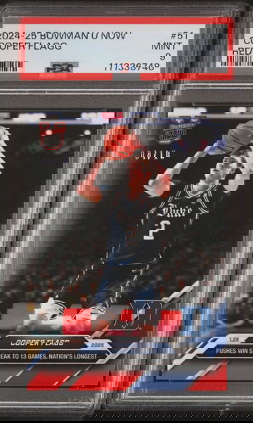 2024-25 BOWMAN U NOW  COOPER FLAGG #/10 RED #51 RC ROOKIE PSA 9