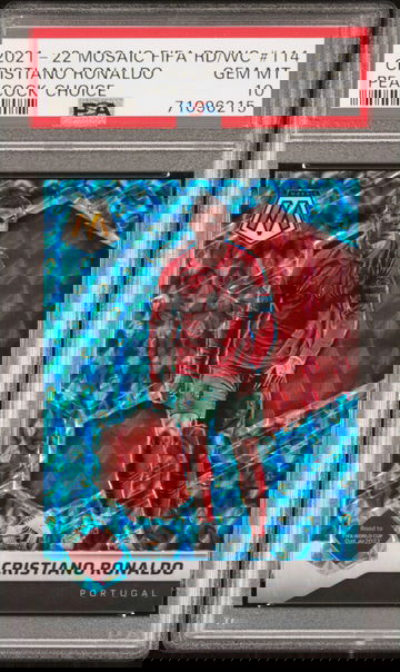 2021-22 Mosaic FIFA Road to Qatar Mosaic Peacock Christiano Ronaldo PSA 10 POP 1