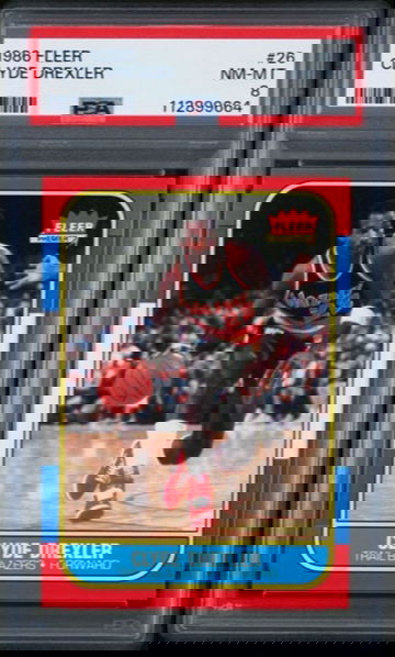 1986 Fleer Clyde Drexler PSA 8 Rookie Card #26