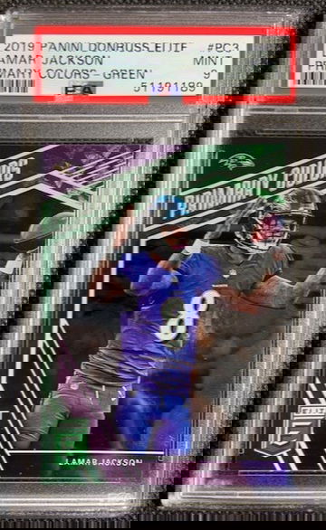 2019 Panini Donruss Elite Primary Colors Green Lamar Jackson #PC-3 PSA 9 POP 1