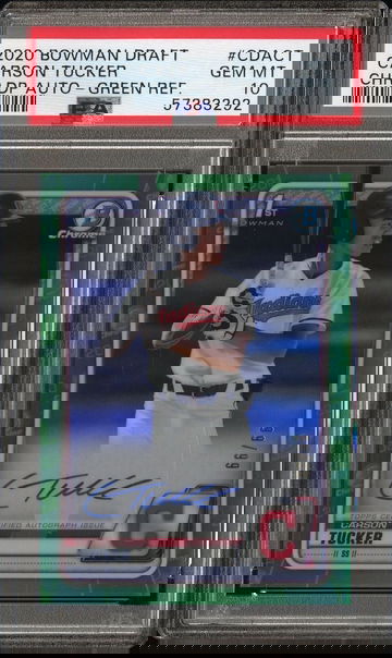 2020 Bowman Draft Chrome Carson Tucker Green Refractor Auto /99 PSA 10 Gem-Mint
