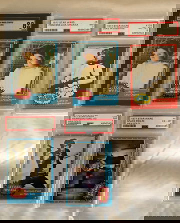 1977 STAR WARS (2) PRINCESS LEA ORGANA, ( 1) LUKE IN DIGUISE (1) H. FORD -HANS SOLO, (SPACE PIRATE HANS SOLO