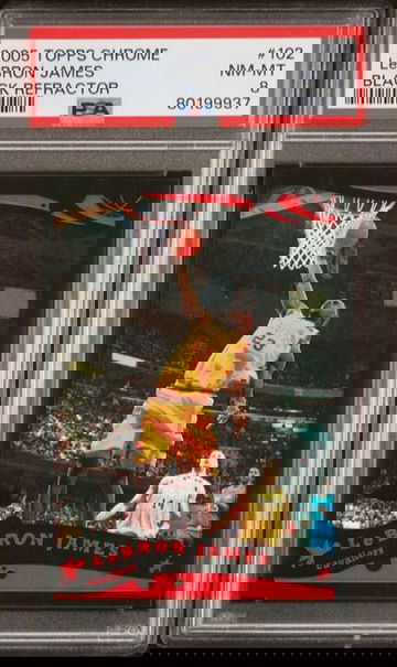 2005 Topps Chrome Lebron James BLACK REFRACTOR 307/399 #102 PSA 8 NM-MINT