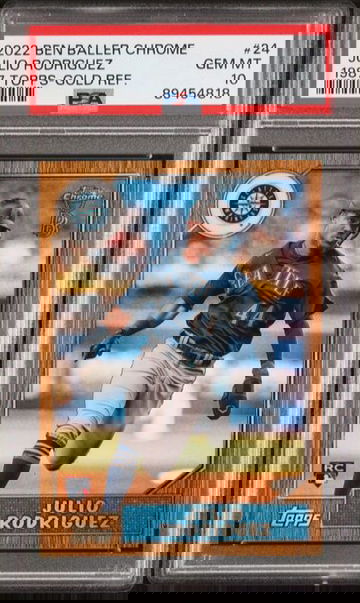 2022 Topps Chrome Gold Refractor /50 Ben Baller 1987 Parallel Julio Rodriguez Rookie RC #24 PSA 10