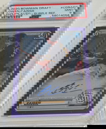 2020 Bowman Purple Refractor Auto Owen Caissie PSA 9 /250