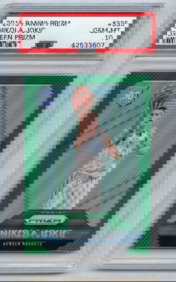 NIKOLA JOKIC 2015 PANINI PRIZM Green Rookie Refractor #335 PSA 10 Gem Mint 