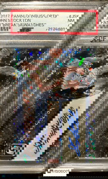 2017 Donruss Optic John Stockton Fast Break signatures #JSK PSA 7 HOF Auto