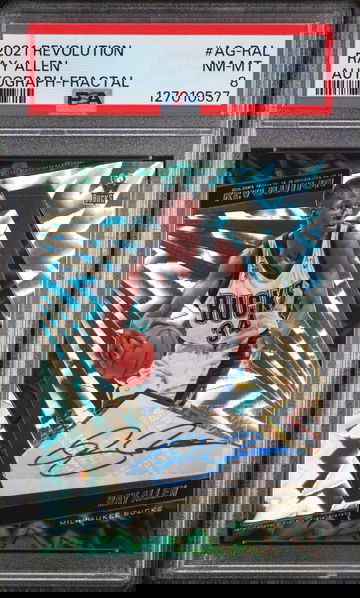2021 Panini Revolution Autograph Fractal Ray Allen #2 /100 PSA 8
