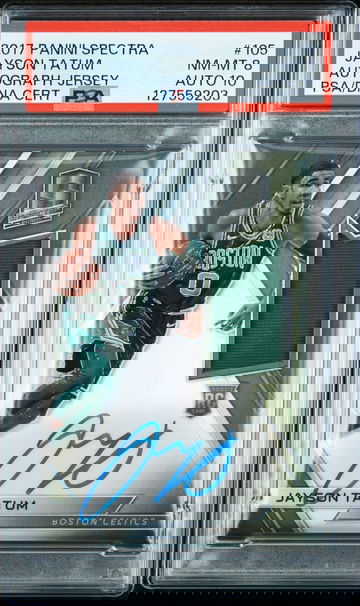 2017 Spectra Jayson Tatum Rookie Patch Auto RPA Jersey Prizm /299 PSA 8 Auto 10