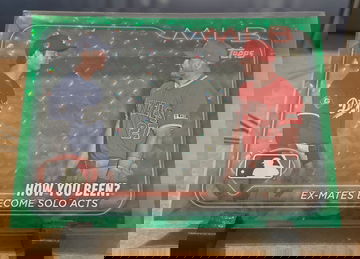 2024 Topps Update Veteran Combos Shohei Ohtani Mike Trout Green Crackle Foil #'d/499 #US76 Parallel