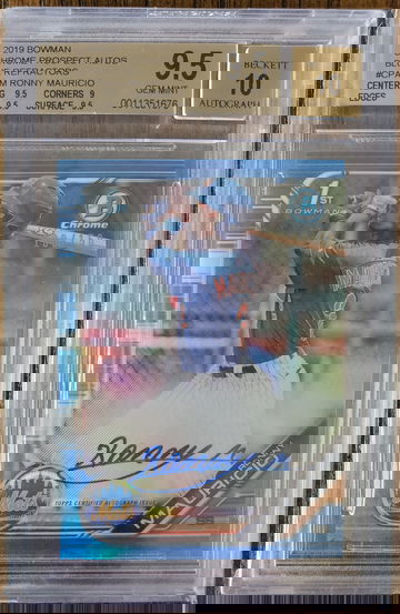 2019 Bowman Chrome Prospects Ronny Mauricio RC auto blue refractor #/150 BGS 9.5 gem mint