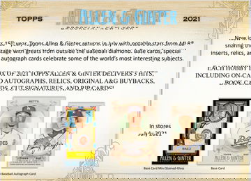 2021 Topps Allen & Ginter Hobby Box Factory Sealed 3 Hits Per Box 24 Packs PRESELL Ships on or about 8/11