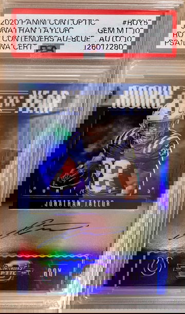2020 Panini Contenders Optic POP 1 Jonathan Taylor Roy BLUE Rookie On Card 38/75 