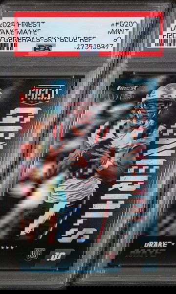 2024 Topps Finest Field Generals Sky Blue Refractor Drake Maye #FG20 /150 PSA 9