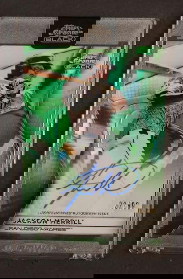 2025 Topps Chrome Black #CBA-JM Jackson Merrill Green /99 Auto