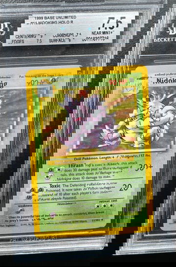 1999 Base Set Unlimited Nidoking Holo BGS 7.5 NEAR MINT+ 9 centering 11/102