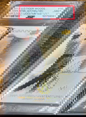 2013 Upper Deck Tiger Woods Gold Ink Auto TRUE #1/1 PSA 9 1999 Western Open