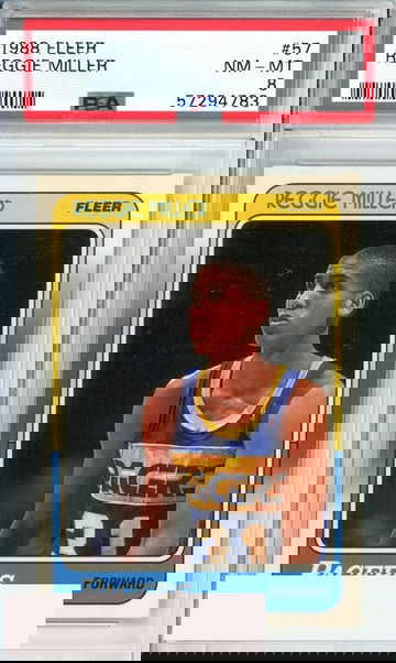 1988 FLEER REGGIE MILLER #57 INDIANA PACERS ROOKIE RC PSA NM-MT 8