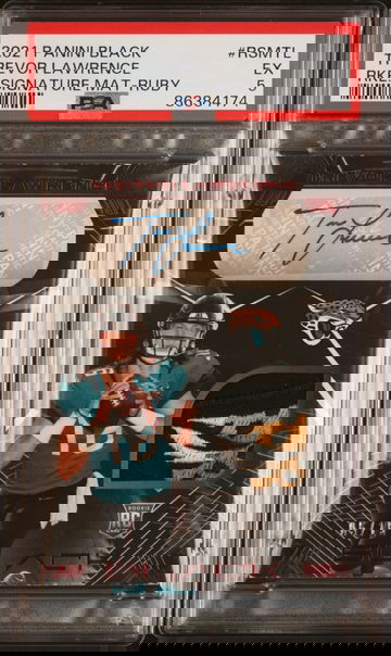 2021 Panini Black Rookie Signature Materials Ruby Trevor Lawrence #RSMTL /15 PSA 5