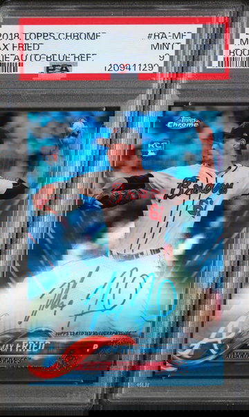 2018 Topps Chrome Blue Refractor Max Fried #RA-MF RC Auto /150 PSA 9