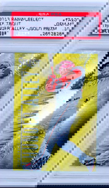 2013 Panini Select #TA20 Mike Trout Thunder Alley Gold Prizm PSA 10 GEM MINT!