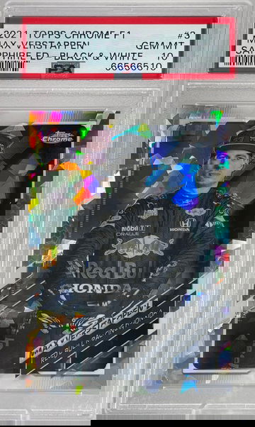 MAX VERSTAPPEN 2021 Topps Chrome Formula 1 Sapphire Black & White /15 #3 PSA 10 Red Bull Racing Honda