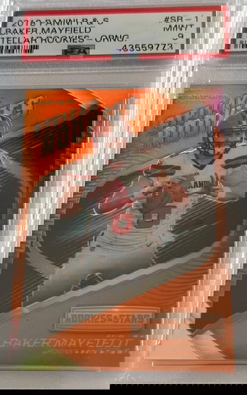 2018 Rookies and Stars Baker Mayfield Stellar rookies Orange PSA 9