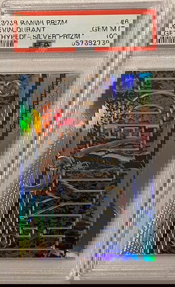 2018-19 Prizm Get Hyped Kevin Durant Silver #6 PSA 10 GEM Pop 21 Warriors Nets