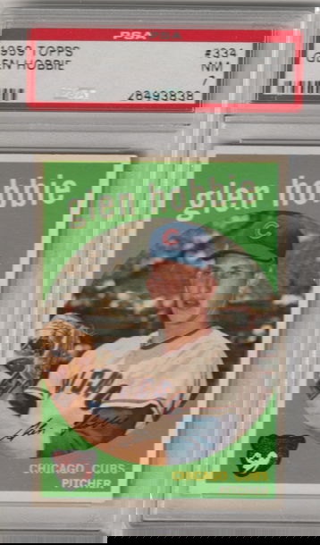 1959 Topps #334 Glen Hobbie, PSA 7 (Near Mint)