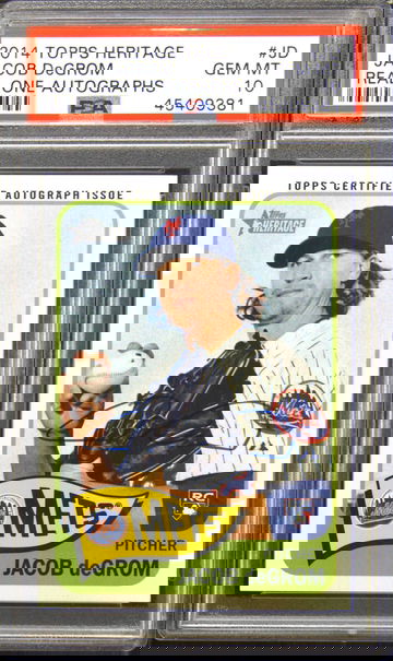 2014 Topps Heritage ROA Autographs, Jacob DeGrom RC AUTO PSA 10 GEM MINT