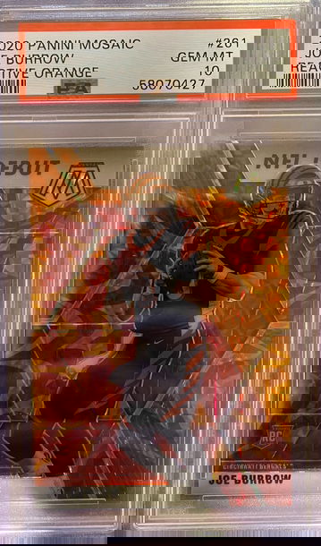 2020 Mosaic Joe Burrow 261 Reactive Orange PSA 10