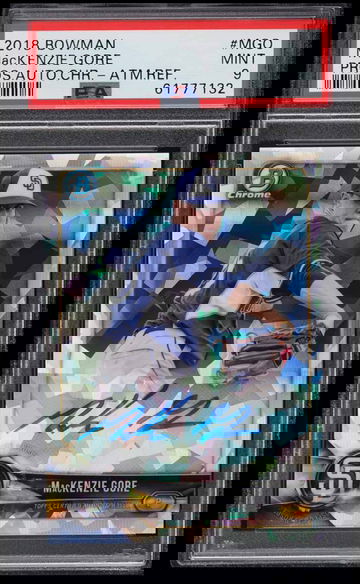 MACKENZIE GORE 2018 Bowman Chrome Auto Atomic Refractor #'d /100 PSA 9 Nationals
