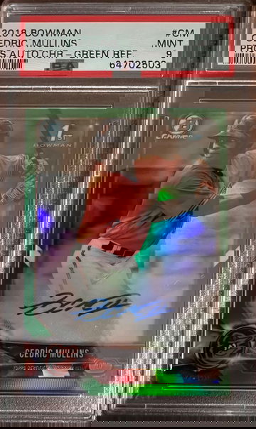 2018 Bowman Chrome Cedric Mullins Green Auto Refractor 32/99  PSA 9 Mint