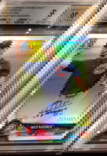 Nico Hoerner 2018 Bowman Chrome Draft Auto Refractor BGS 9