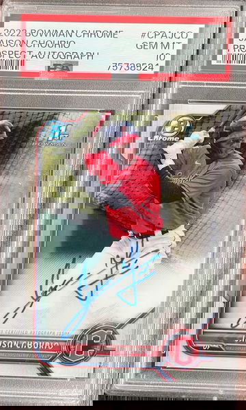 2022 Bowman chrome Jaison Chourio prospect autograph PSA 10