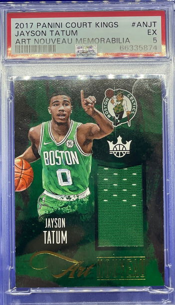 2017-18 Panini Court Kings Jayson Tatum RC Art Nouveau Memorabilia Jersey PSA 5 EX