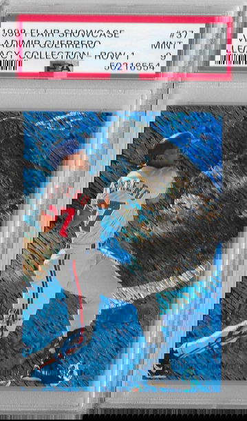 1998 FLAIR SHOWCASE LEGACY COLLECTION ROW 1 #37 VLADIMIR GUERRERO JR. PSA 9 #'D/100. POP 3, NONE HIGHER!!