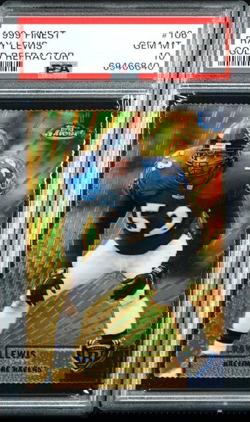 1999 TOPPS FINEST RAY LEWIS GOLD REFRACTOR #106 PSA 10 GEM MINT POP 1 #D 73/100