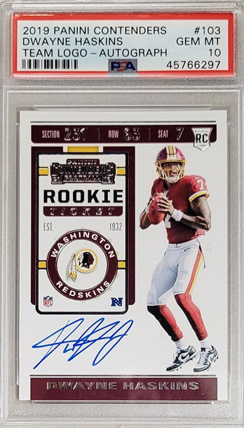 2019 Panini Contenders Dwayne Haskins Auto RC PSA 10