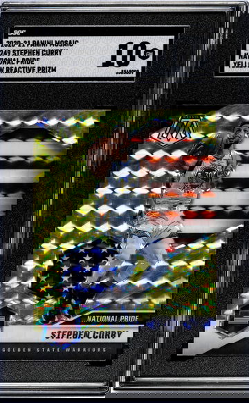 2020-21 Panini Mosaic #249 Stephen Curry National Pride Yellow Reactive Prizm SGC 10