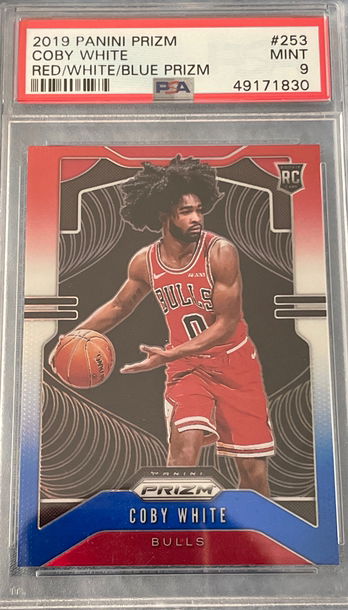 Coby White Prizm Red White Blue PSA 9