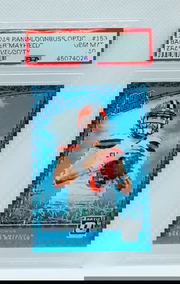 Baker Mayfield Optic Rated Rookie Teal Velocity PSA 10