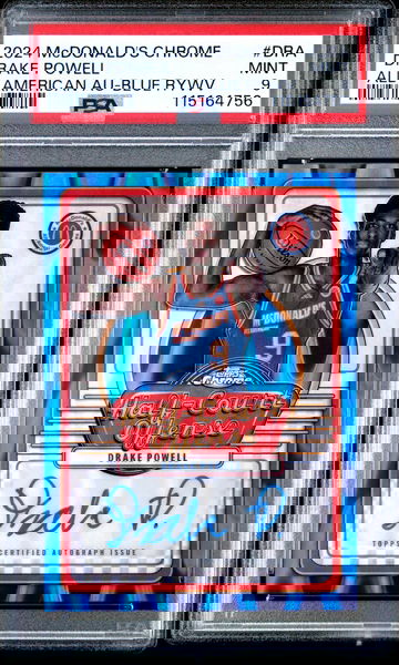 2024 Topps Chrome Mcdonald's All American All American Autographs Blue Raywave Drake Powell #DRA PSA 9