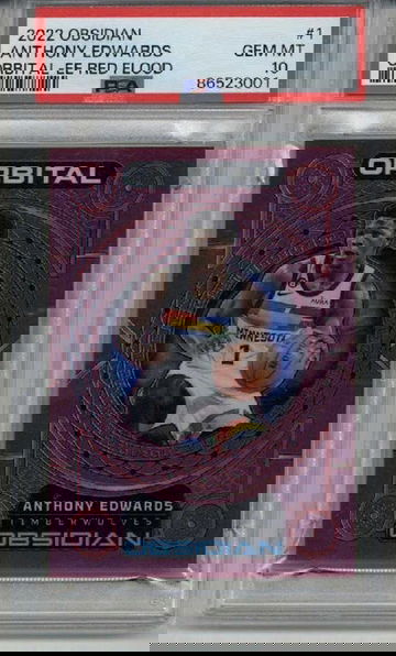 2022 PANINI OBSIDIAN ORBITAL E/E RED FLOOD #1 ANTHONY EDWARDS PSA 10