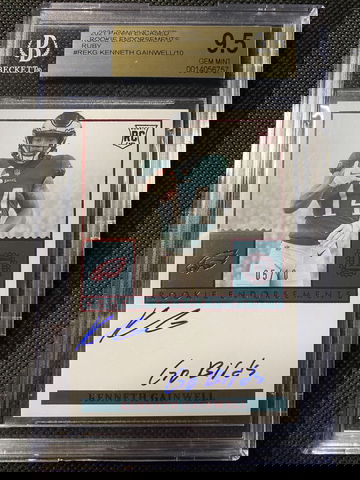 KENNETH GAINWELL 2021 ENCASED ROOKIE ENDORSEMENTS EMERALD #05/10 BGS 9.5/10