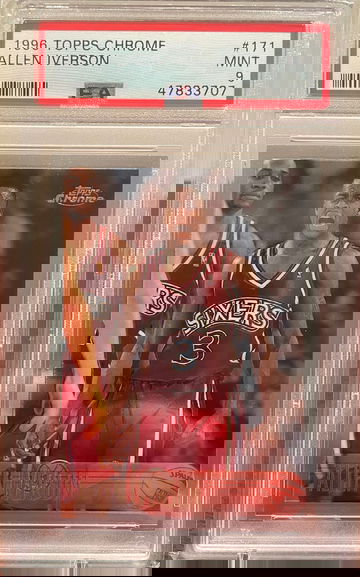 1996 topps chrome Allen Iverson rookie RC psa 9