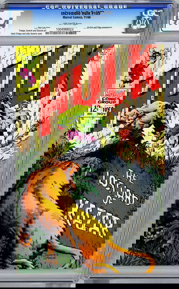 INCREDIBLE HULK #109 CGC 9.4 STAN LEE STORY HERB TRIMPE JOHN SEVERIN ART 1968