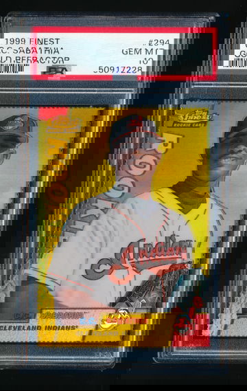 1999 Topps Finest #294, CC Sabathia GOLD Refractor /100, PSA 10 !